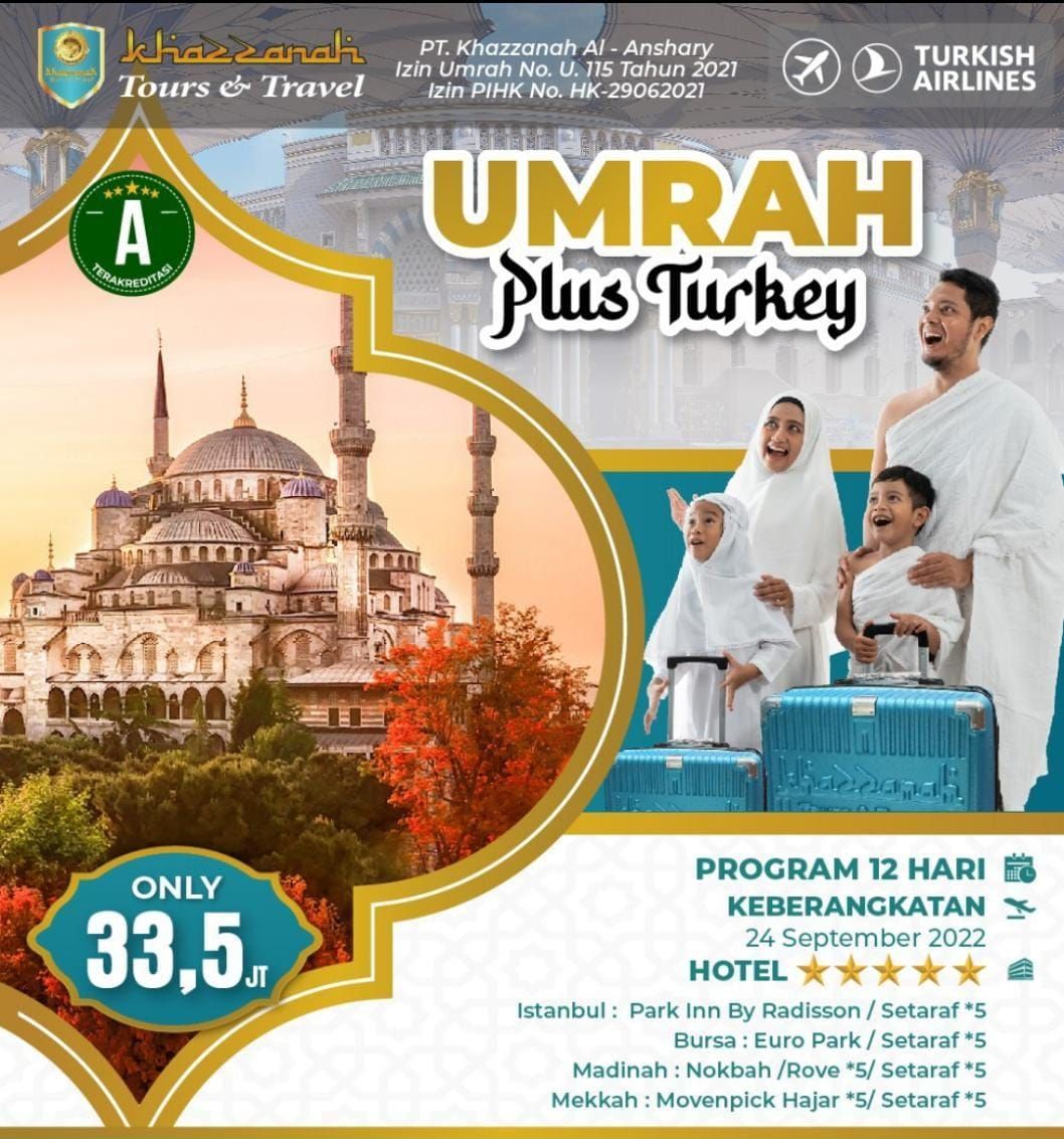 Harga Umroh Plus Turki Khazzanah Tour Di Jakarta